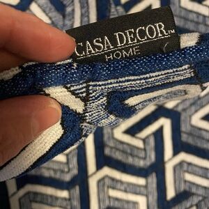 Blue and White Geometric Accent Pillow Cover Zip Up